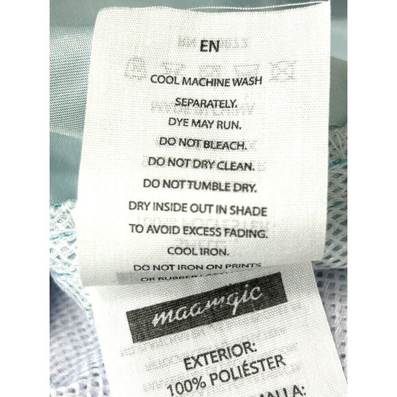 2 Maamgic Mens L Swim Trunks Blue Shark Stripe Shorts Liner Pocket 5 Inch Inseam - Picture 12 of 12